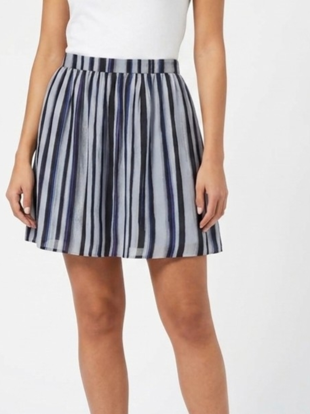 Richard Chai For Target Navy and White Striped Pleated Mini Skirt NWT Size 11